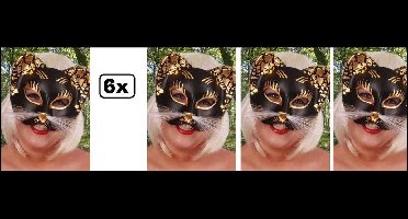 6x Oog half masker kat glitter