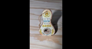 Flesopener met tekst - Hout - Wit - 15 x 8 cm‎‎