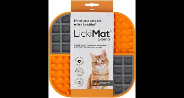LickiMat - Slomo Orange - 20 cm - likmat - anti schrokbak kat - slowfeeder kat - kattenspeeltjes - kattenmand - kattenbak - krabpaal - krabpaal voor katten - kattenspeelgoed -
