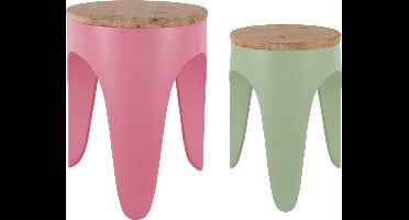 Leitmotiv - Kruk Set Double Funky - Tan rose & tea green