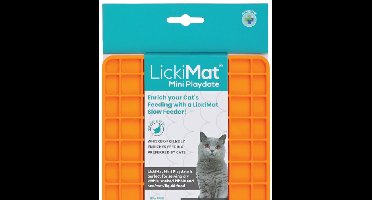 LickiMat - Mini Playdate - Oranje - likmat - anti schrokbak kat - slowfeeder kat - kattenspeeltjes - kattenmand - kattenbak - krabpaal - krabpaal voor katten - kattenspeelgoed
