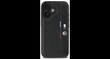 BMW Backcase hoesje geschikt voor iPhone 16 - Effen Zwart - Kunstleer