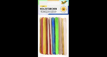 Stokje Folia hout assorti kleuren - pak 50 stuks