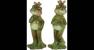 Countryfield Kikker met kroon staand Set van 2 H20cm