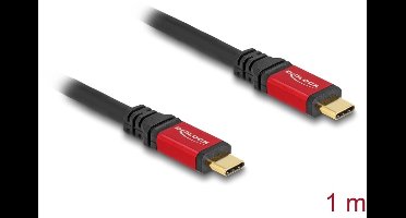 Delock USB 2.0 Cable USB Type-C™ male to male PD 3.0 100 W E-Marker 1 m red metal