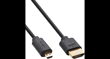 InLine® Slim Ultra High Speed HDMI kabel, 8K4K, A male / D male (Micro), 1m