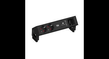 BACHMANN DESK2 2x geaard stopcontact 1x USB oplader 1x ABD, zwart