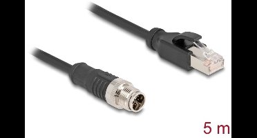 Delock M12 Cable X-coded 8 pin male to RJ45 male PVC 5 m