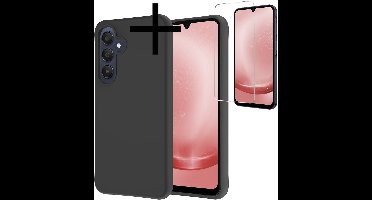 Hoesje - Met Screenprotector - Geschikt voor Samsung Galaxy A26 - Sterk & Shockproof - Back Cover - Siliconen Case - Telefoon Hoes - Zwart
