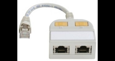 Telegärtner RJ45 Netwerk Y-adapter CAT 5e [2x RJ45-bus - 1x RJ45-stekker] 15.00 cm Wit
