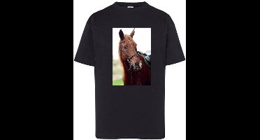 Meisjes Shirt met paard zwart maat 128