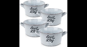Soepkom Keramiek 600 ml 4 stuks - Kom - Schaaltje - Diep Bord - Soepbord - Diepe Borden