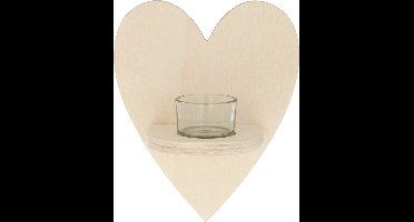 Houten hart kaarsenhouder 16.5x20 cm - Artemio