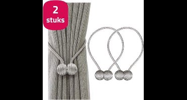 Luxe Gordijn Embrasse - 8 stuks - Gordijnhouder - Embrasses voor Gordijnen - Magnetisch Gordijnkoord - 40 cm - Zilver