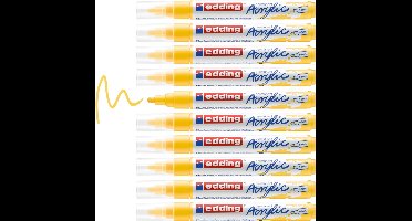 edding 5100 acrylmarker verkeersgeel mat 10 stuks – ronde punt 2-3 mm – dekkende en lichtechte verfmarker voor canvas, hout & steen