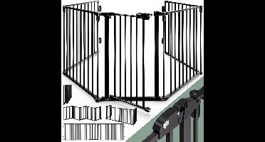 Casaria Haardscherm - 306x77cm Veiligheidsdeur Metaal - Zwart