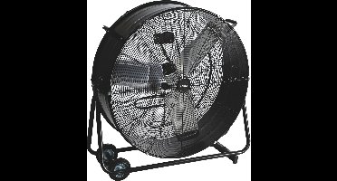 Perel Vloerventilator, Ø 75 cm, trommelventilator, staande vloerenventilator met trommel, verrijdbaar, industrieel, 2 snelheden, metaal, zwart, binnen/buiten, 35.5 kg