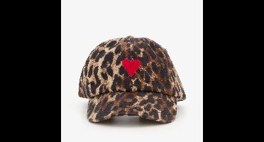 Meisjes pet met panterprint en hartje - Bruin