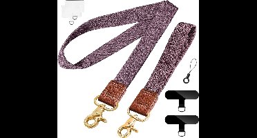 Luxe Nek & Pols Lanyard Set - Rekbaar Keycords - Universeel Telefoonkoord Set met 4 Bevestigingsplaatjes, Badgehouder - Keycord Strap Sleutelhanger - Sleutelkoord Telefoonketting - GSM Telefoon Koord - Keykoord Pashouder - Nekkoord Phone Ketting/Cord