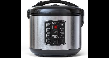 KitchenLove Rijstkoker met Stomer - 1.8L - Multicooker - Rice Cooker - Slowcooker - 3 tot 8 Personen - Zwart RVS
