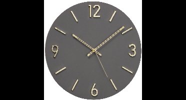 Klok - Wandklok - Ø 40cm - MDF - Modern - Goud - Grijs