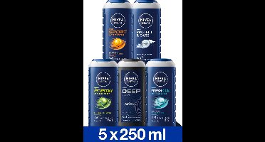 NIVEA MEN Douchegel Mix Set - 5 Unieke NIVEA MEN Geuren - 5 Stuks - Voordeelverpakking