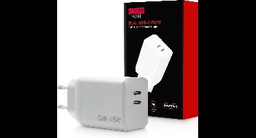 USB C Adapter 45W - Dual USB-C Snellader - Super Fast Charger - Snel Oplader USB-C