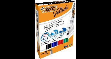 BIC Velleda 1781 Whiteboardstiften Brede Kogelpunt - Diverse Kleuren,verpakking van 4 Stuks