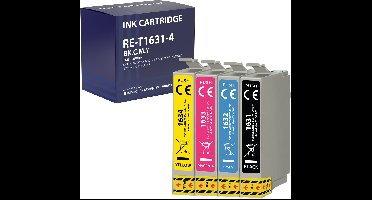 Inktcartridge geschikt voor Epson 16 16XL compatibel Epson WorkForce WF-2510 WF2530 WF-2630 WF-2650 WF-2750 WF-2760 WF-2010 WF-2110 WF-2500 WF-2700 WF-2520 WF-2540 WF-2660 - Pack 1 Zwart 1 Cyaan 1 Magenta 1 Geel