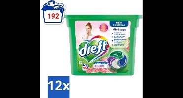 Dreft - Nieuwe Formule - Wasmiddelcapsules 4in1 - Witte en Gekleurde Was - Vleugje Roze - 16 Wasbeurten - Voordeelverpakking - 12 stuks