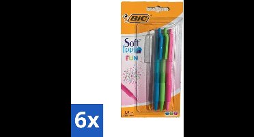 BIC - Balpennen - Lichtgroen, Lichtblauw & Roze - Intrekbaar - 3 Balpennen - Voordeelverpakking - 6 stuks