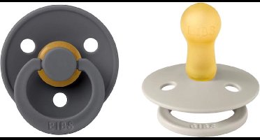 BiBs Fopspeen - Rond - 2 Stuks - 0-6 Mnd - Sand/Iron