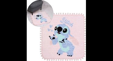 DISNEY Stitch Vierkant vloerkleed, roze, antislip 60x60cm