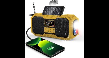 oCreon Auto-Scan FM/AM Kurbelradio - Solar - IPX5 - 10W Bluetooth Speaker - 4000mAh - Zaklamp - SOS