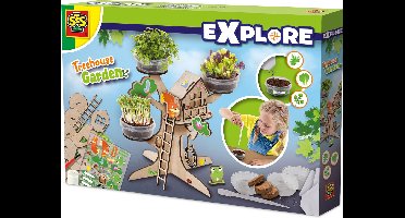 SES Creative - Explore - Houten boomhut kweekset - Kruiden plantjes kweken - Met speelgoed poppetjes en houten 3D boom - Spelen en leren – moestuin voor kinderen