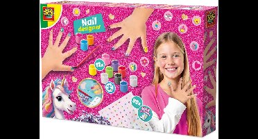 SES Creative - Unicorn - Nagel Ontwerper - Knutselen Meisjes - Nagellak en Glitterstenen - Vanaf 6 jaar