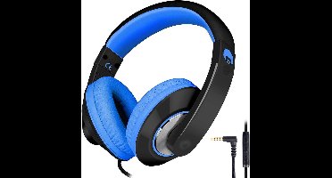 StayPowered Kinderkoptelefoon - Perfect Geluid & Ultiem Comfort - Verstelbaar - HD Microfoon - Kraakhelder Stereo - Zachte Oorkussens - Duurzame Kabel - 3.5mm Jack - Blauw/Zwart - Levering Sneller dan Aangegeven!