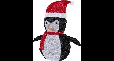 LED kerstpinguin 68cm hoog met hoed en sjaal Tuinfiguur kerstdecoratie met 30 warm witte LED's