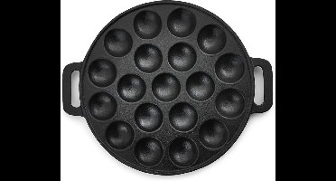 Zylo® Poffertjesmaker - Poffertjespan - Antiaanbaklaag - Gietijzer - 19 Mallen- 2x24x2cm - Zwart