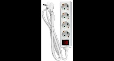 V-TAC VT-1114-2 Adapters & Contactdozen - 4 Ways - Schakelaar Verlengcontactdoos - IP20 - Wit - 1,5m Draad