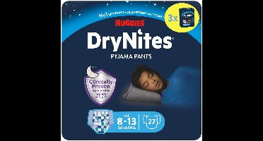 Huggies DryNites luierbroekjes - jongens - 8 tot 13 jaar (30 tot 48 kg) - 27 stuks - voordeelverpakking