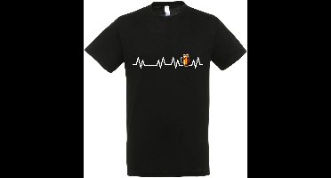 Bier Hartslag T-shirt - Bier t-shirt - CraftBeer - Beer - Proost - Heren - grappige drank feest teksten en zinnen - bierpakket kado idee - Maat S