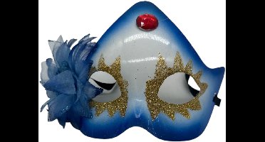 Blauw masker met een rode Diamand - Power Escorts