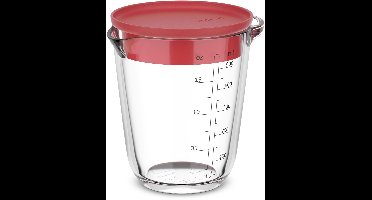 Mepal Glas maatbeker met deksel Chef it - 500 ml - Maataanduiding - Vaatwasmachine-, magnetron- en ovenbestendig - Bakspullen - Coral