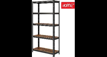 Hoppa! Magazijnstelling - Opbergrek, stellingkast, werkplaatskast, 75x150x30 cm (BxHxD), belastbaar tot 400 kg , 5 verstelbare legplanken, metalen legplank, legplank zonder bouten, zwaar rek, kelderrek voor zwaar gebruik - Bruin
