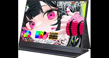 UPERFECT T03 15.6" FHD Portable Monitor 1080P IPS 60Hz Draagbaar monitor with Dual USB-C/HDMI & Speakers, for Laptop/Switch/MacBook (VESA Mount + Leather Case)