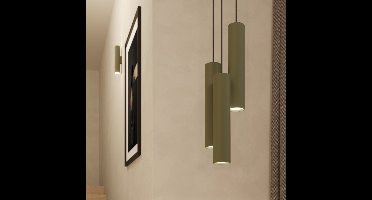Sollux Lighting Hanglamp Lagos - 108x19.5x19.5cm - GU10 - olijfgroen - staal