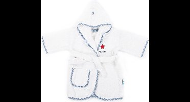 Baby badjas Lief! Katoenen babybadjas met capuchon - kraamcadeau - 1-2 jaar - Wit - jongens