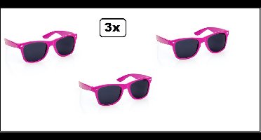 3x Bril Blues brother fuchsia - Carnaval Bril movie festival thema feest fun party zonnebril