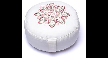 Meditatiekussen wit mandala biokatoen (OCS)